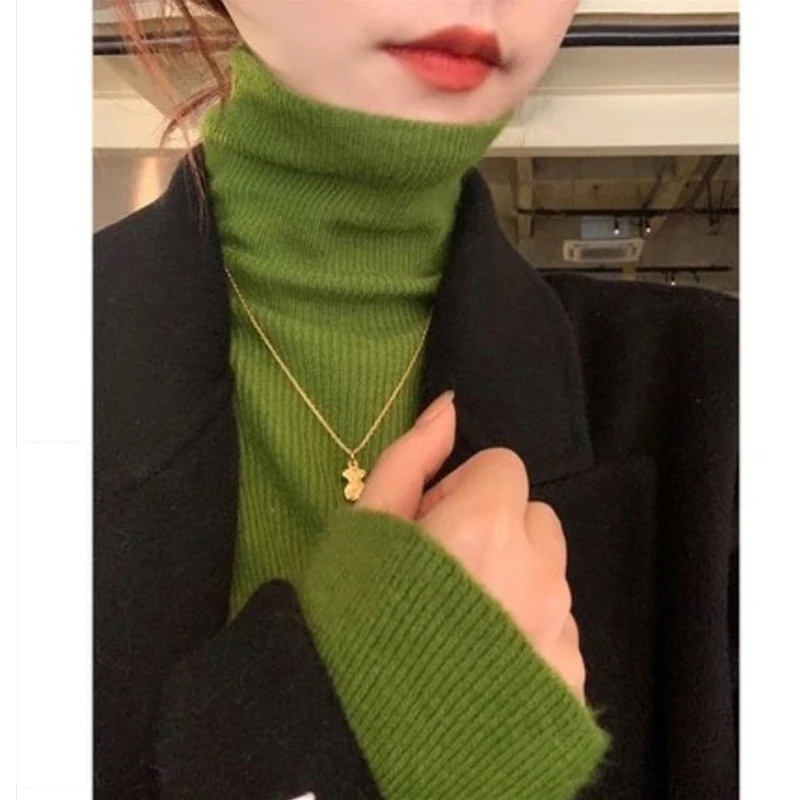 

Sweater Women Autumn Winter Pile of Turtleneck Bottoming Sweater for Women Knitwear Slim High Neck Sweaters