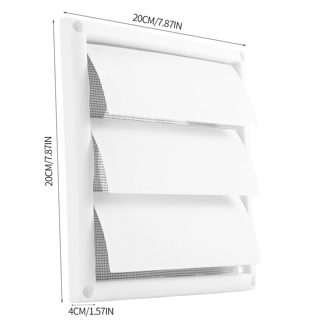 

6-inch Air Vent Grille Ventilation Cover Plastic White Wall Grilles Duct 200x200x40mm Heating Cooling Vents with 3 Flaps