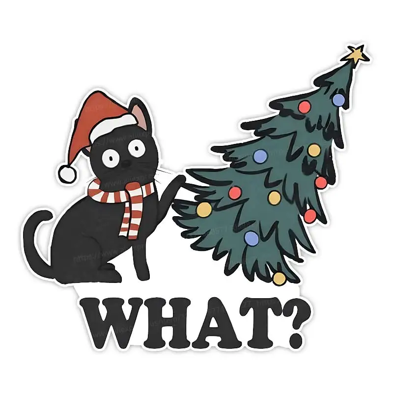 Рождественская наклейка Черный кот виниловая Любитель кошек наклейки
