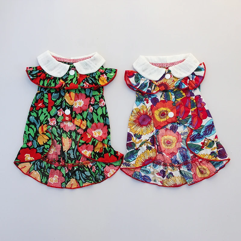 

Pet Clothes Summer Dog Thin Breathable Skirt Gorgeous Flowers Princess Dress Teddy Pomeranian Small and Medium Dog Pet Clothing