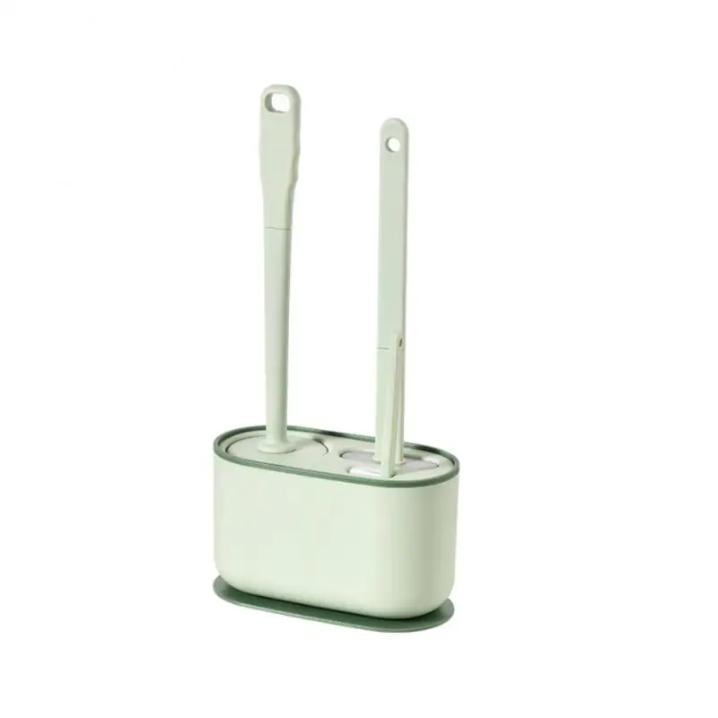 

1pc Toilet Cleaning Brush Wall Hanging Cleaner With Holder Flat Head Flexible Soft Bristles Brush Long Handle Toilet Brush Set