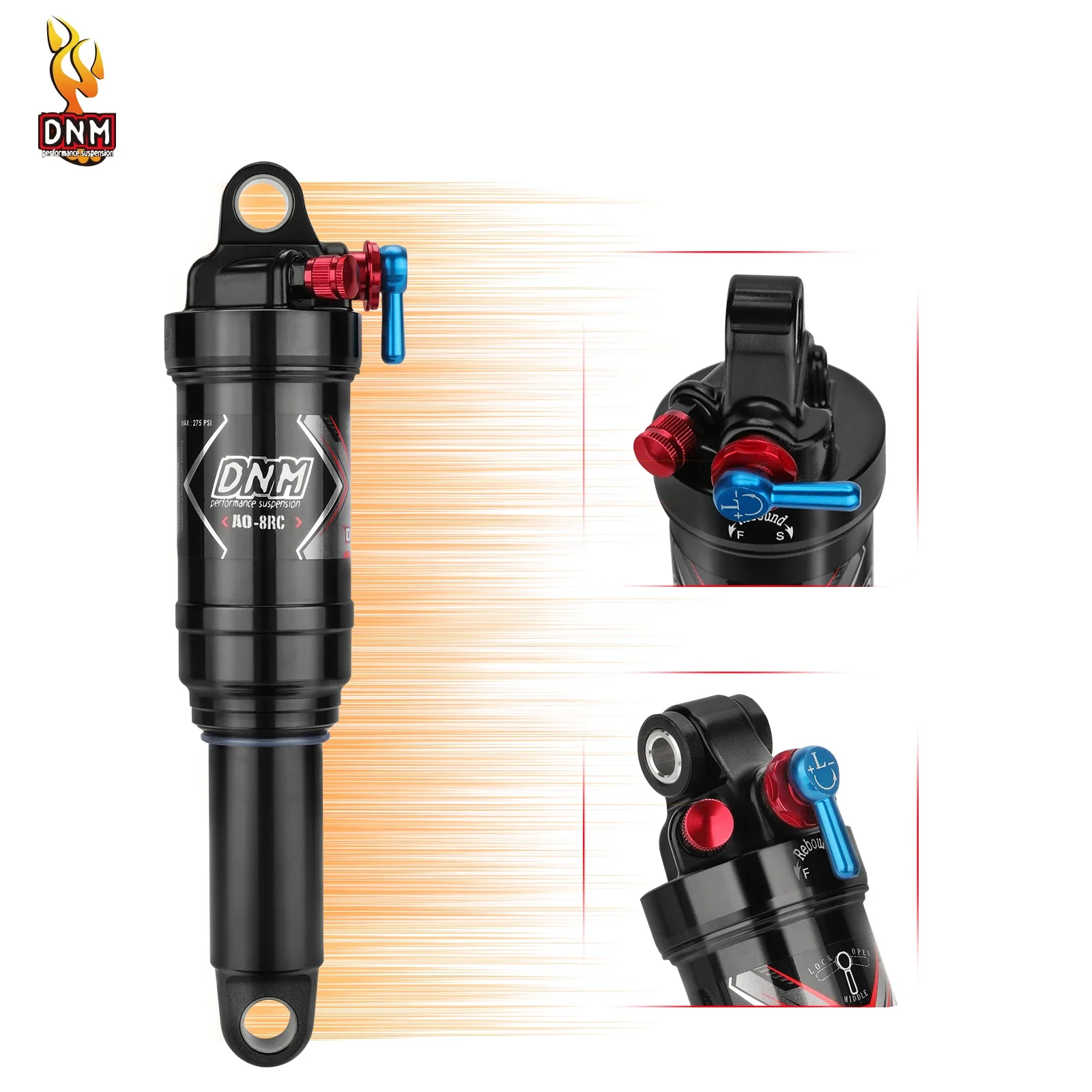 DNM AO-8RC велосипедный воздушный амортизатор 165/190/200/210 мм с мягким хвостом для