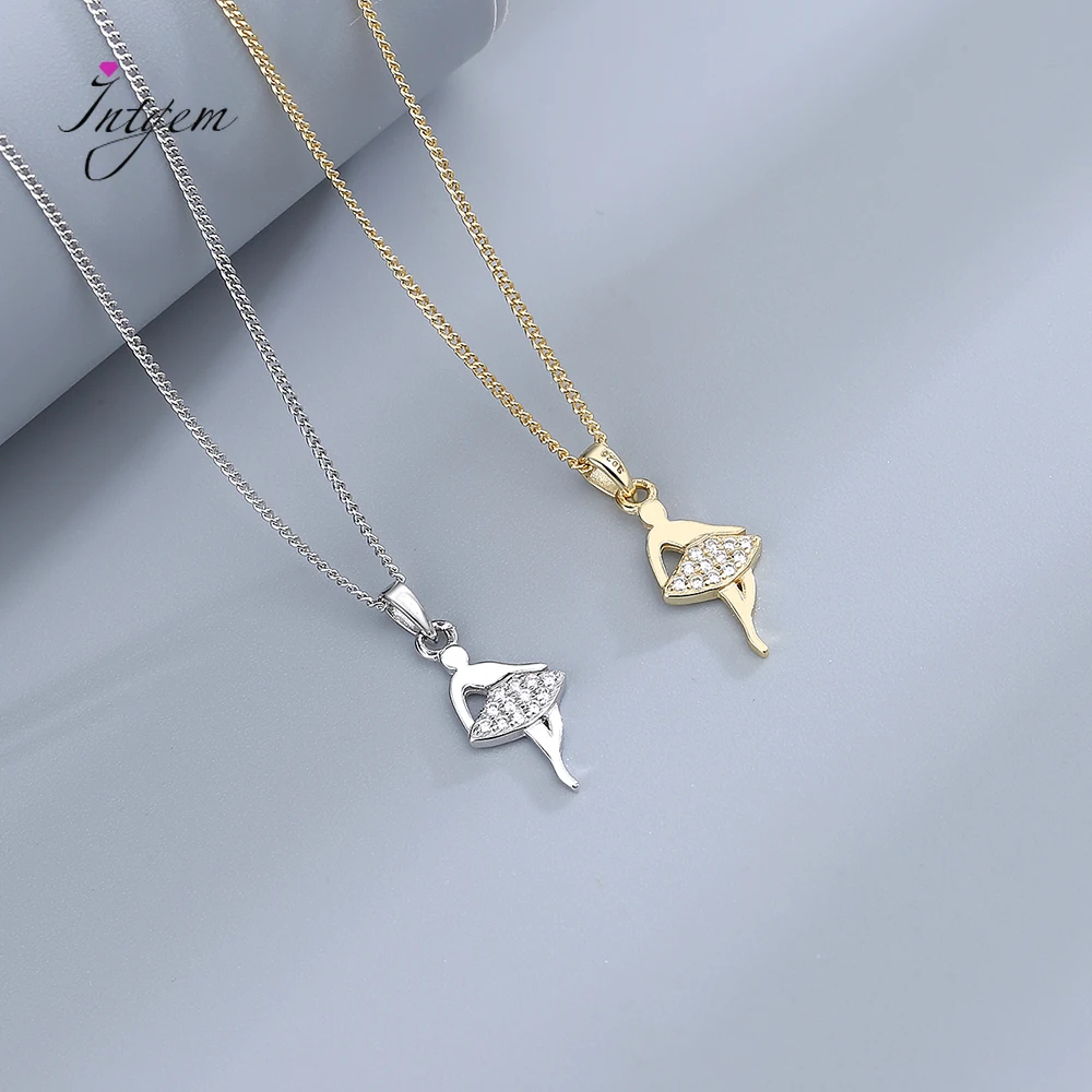

S925 Sterling Silver Necklace Beautiful Dancing Girl Zircon Pendant Necklace For Female Necklaces Party Birthday Jewelry Gift