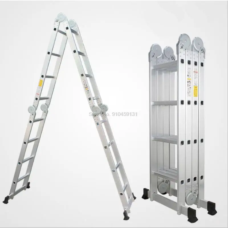 BLS-A02/A03 Practical Aluminum Alloy Folding Ladder Joints Retractable Construction ladder Adjustable Telescopic Ladder Silver