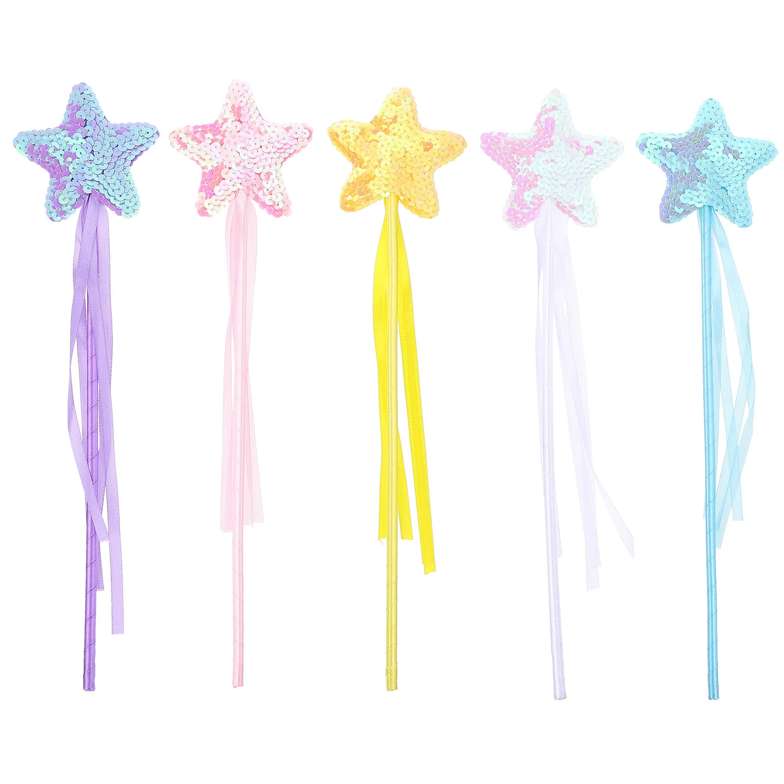 

5 Pcs Kids Toys Girls Star Stick Wand Princess Tassel Party Photo Prop Pvc Stage Performance