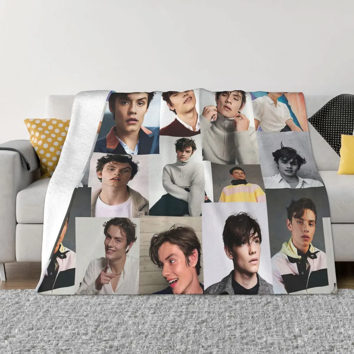 

Louis Partridge Actor Knitted Blankets Star Movie Flannel Throw Blankets Bedroom Sofa Decoration Ultra-Soft Warm Bedspreads