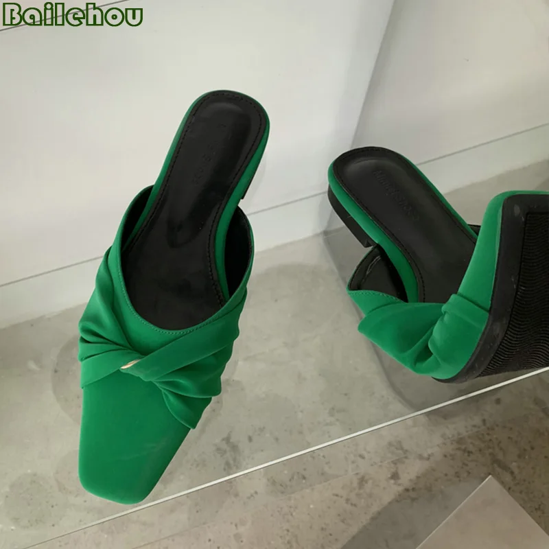 

Мюли женские с квадратным носком, сандалии на плоской резиновой подошве, Повседневная летняя обувь, 2022