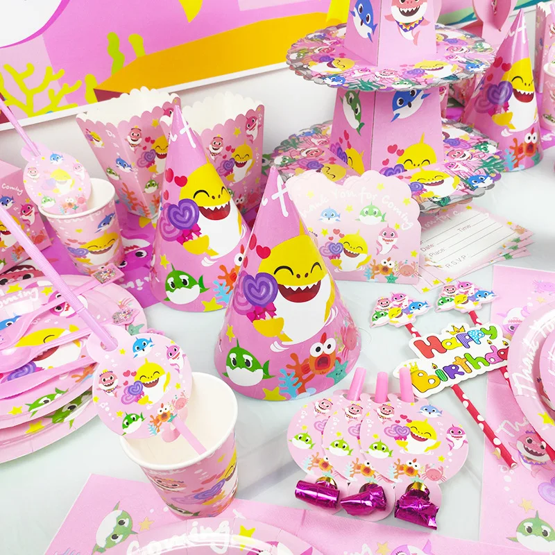 Розовые акулы украшение на день рождения товары для вечеринки в честь будущей