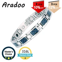 aradoo germanium anion antioxidant 3000 gauss pure titanium energy health magnetic bracelet mens bracelet