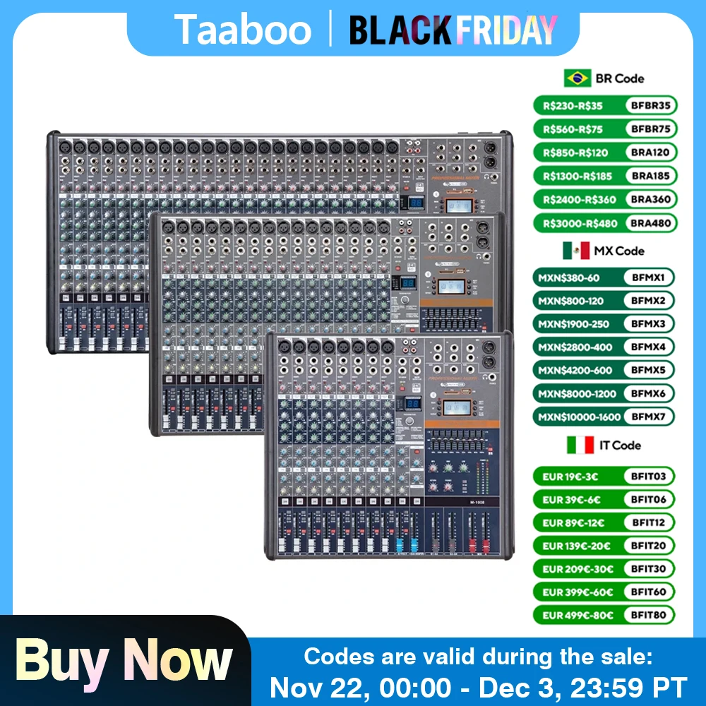 Цифровой микшер 8/12 каналов звуковой аудиомикшерный пульт со 100 цифровыми