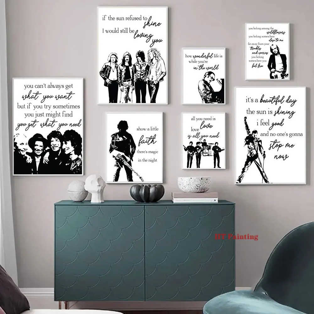 Классический постер рок-группы вдохновляющие музыкальные цитаты напечатанные