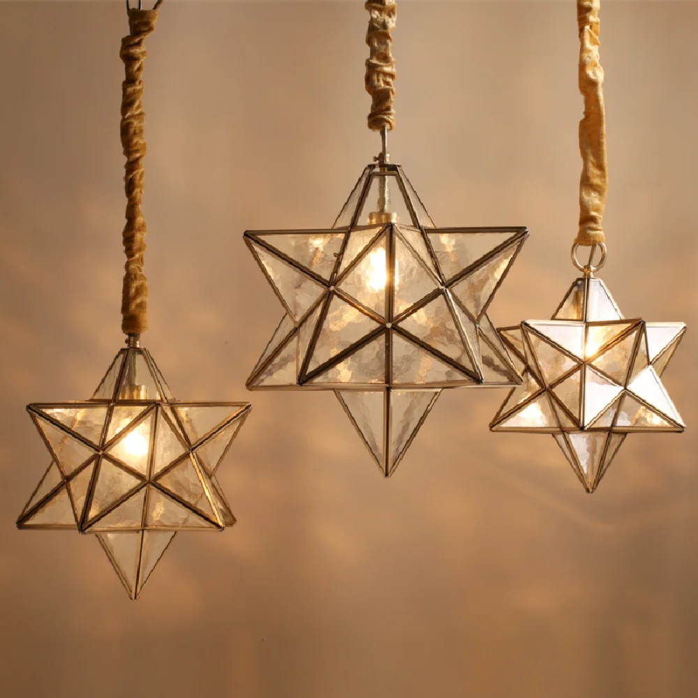 

LED pendant lamp Retro Copper Star Corridor Room Suspension Lamp Bedside Restaurant Decoration light