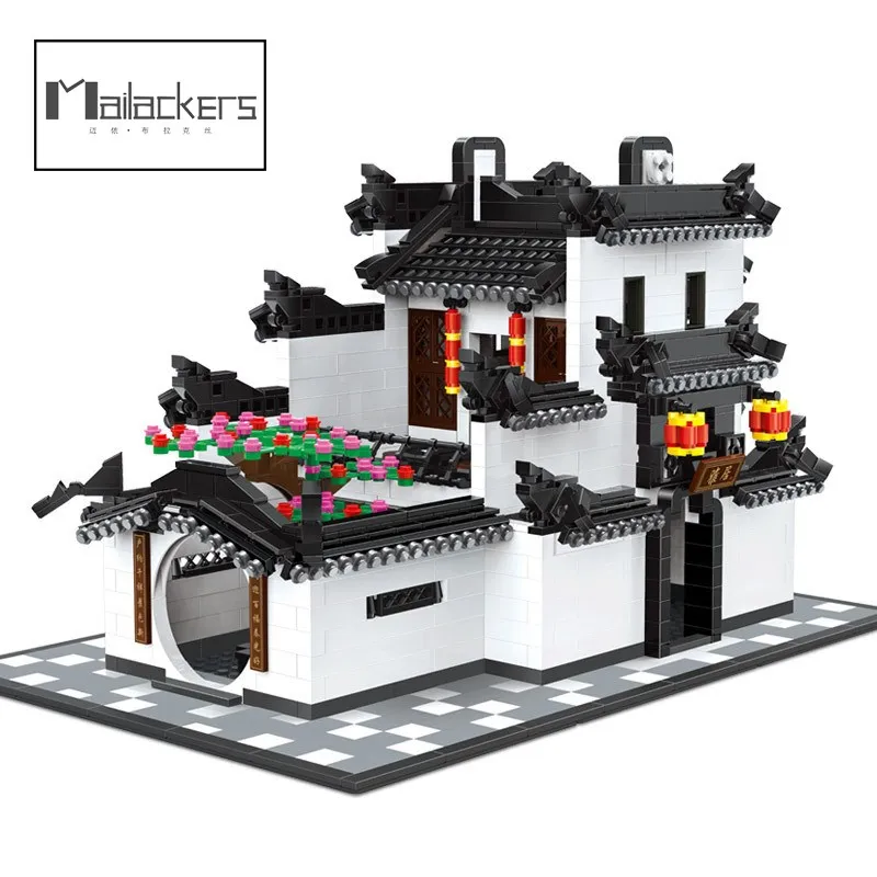 

Mailackers Chinese City Architectural Model Huizhou Building Blocks DIY Ancient Street View Particle Bricks Toys For Children