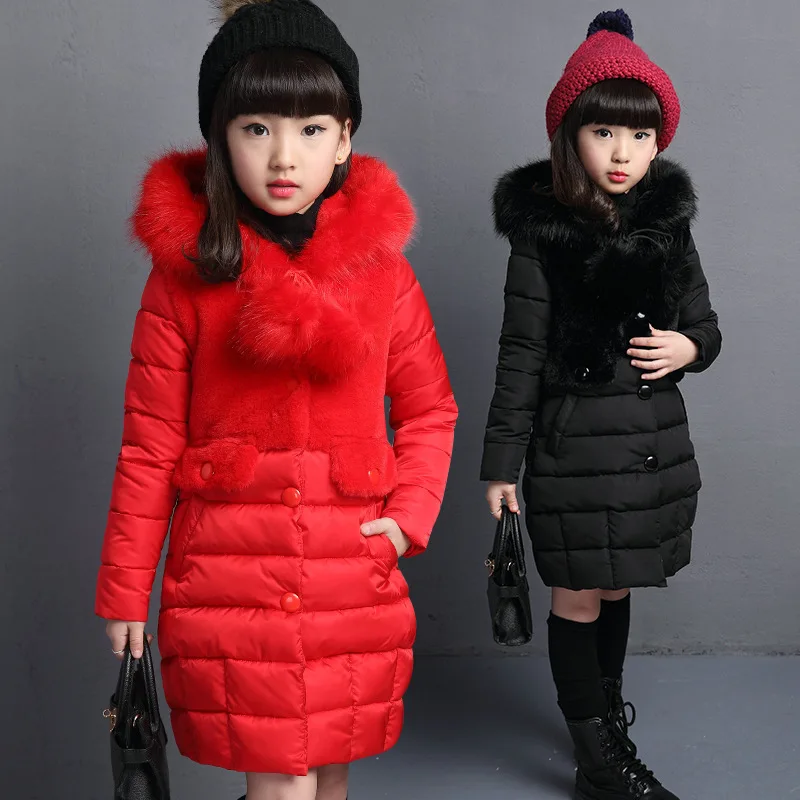 

Teenage Girl Outerwear hooded Thick Warm Cotton Padded Princess Roupa Infantil Menina Kids Down Jacket Parkas Winter Girl Coats