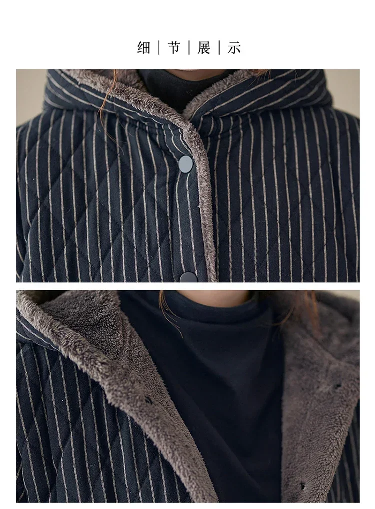 2023 повседневные зимние куртки стеганые утепленные пальто с капюшоном в полоску