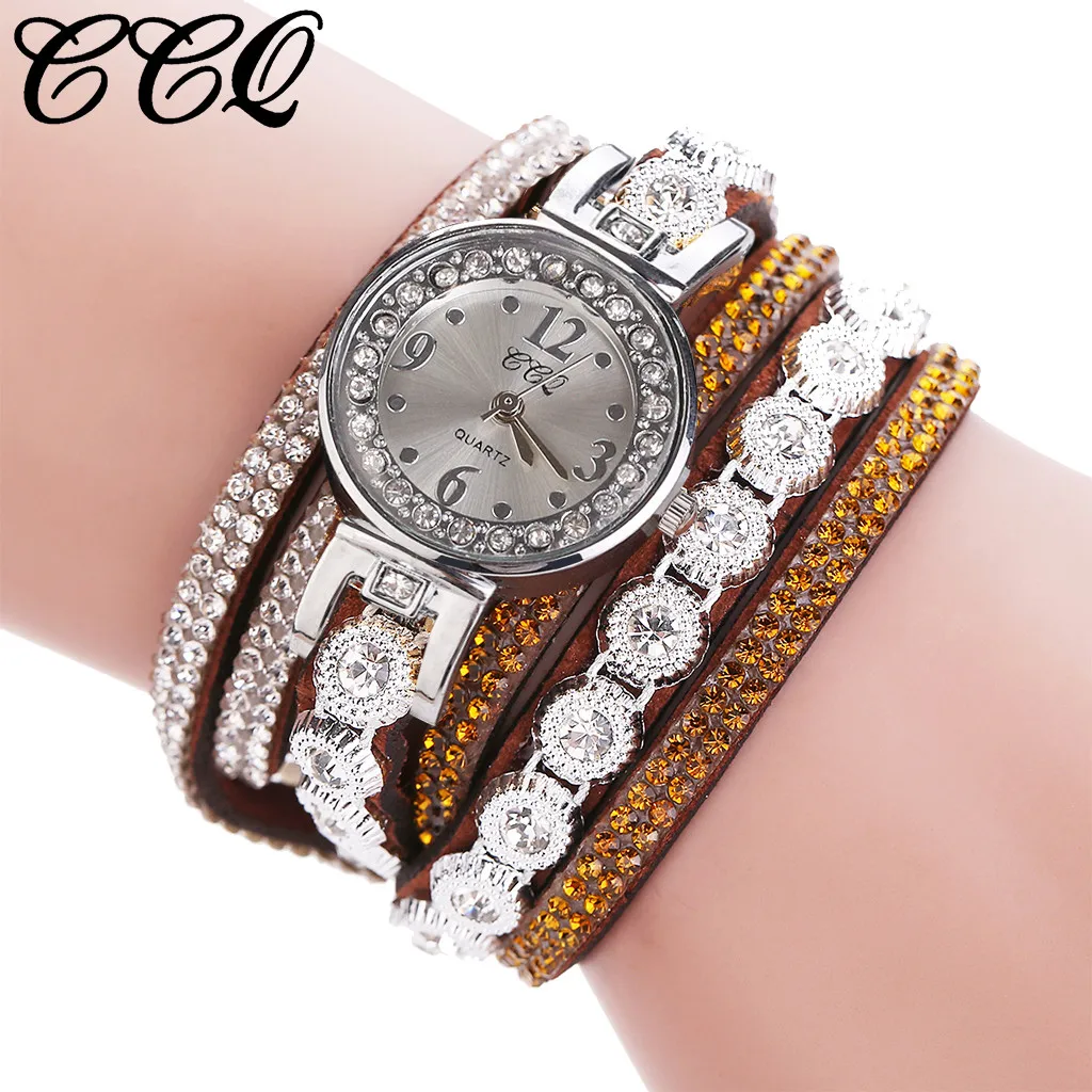 

Brown Watch Band Brown Leather Watch Women Women Vintage Shining Crystal Bracelet Brown Watch Band Brown Leather Watch Women