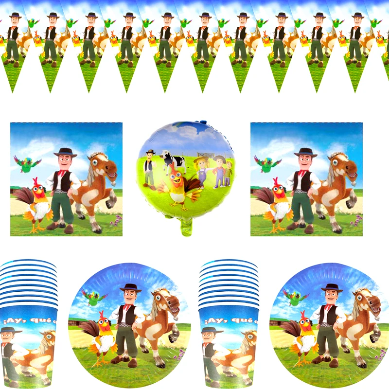 

54pcs/lot La granja de zenon Farm Ranch Theme Napkins Birthday Party Plates Cups Baby Shower Decorations Dishes Hanging Banner