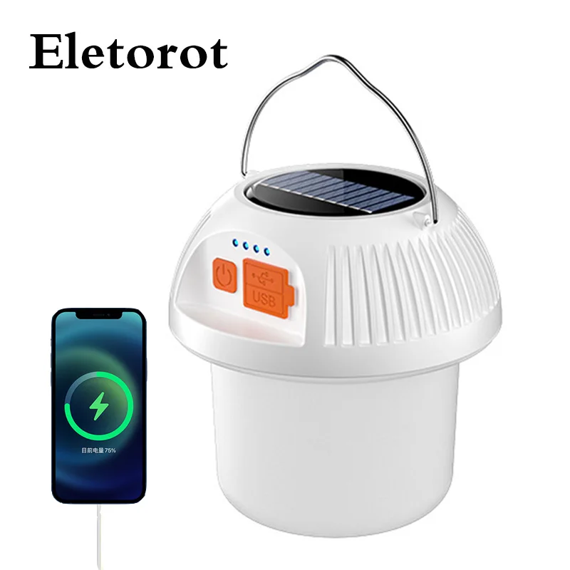 

Светодиодный светильник рь для кемпинга на солнечной батарее, 3 режима, зарядка через USB, уличная лампа для палатки, портативные фонари, авар...