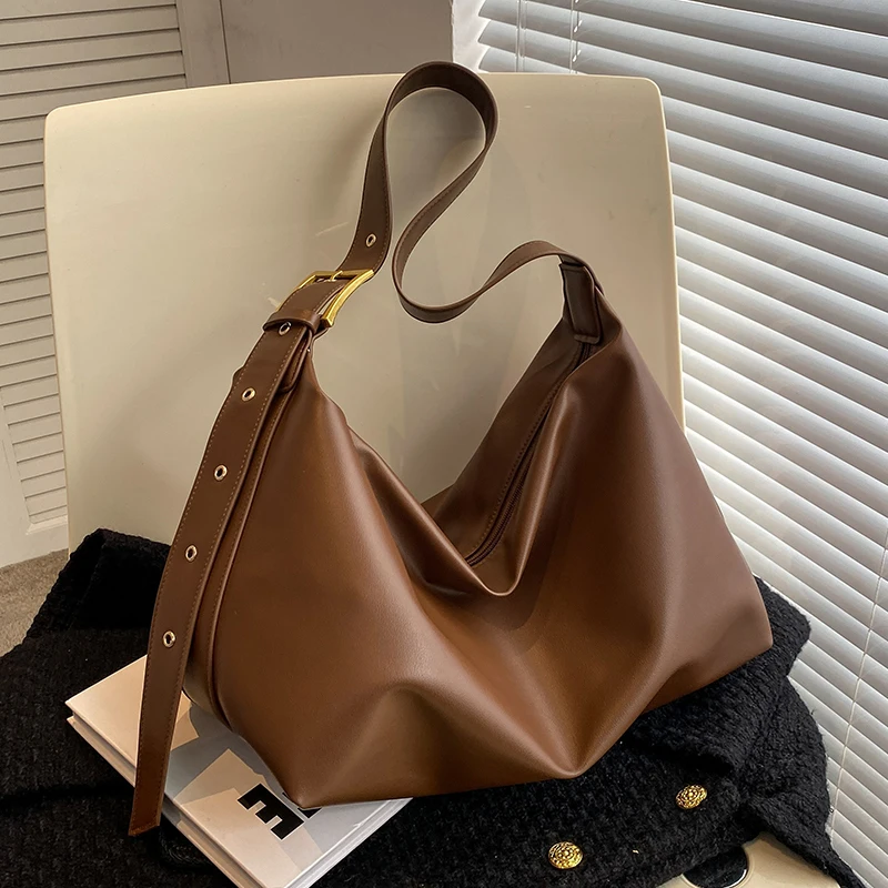 

Ladies Casual High-Capacity Shoulder Bags 2023 Fashion Shopping Bags Solid Color Retro Large Bags Versatile Crossbody Tote Bag