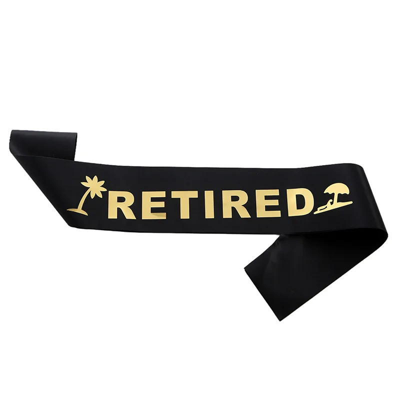 

CHEEREVEAL Fashion Retirement Etiquette Belt Satin Cloth Bronzing RETIRED Shoulder Strap for Retirement Ceremony Party Supplies