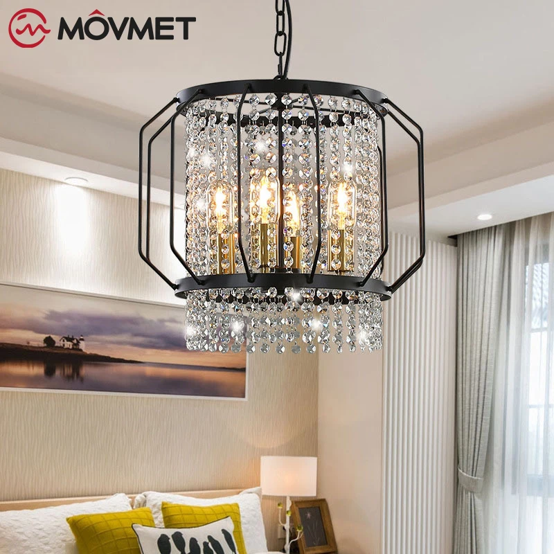 

LED Creative Pendant Lamp Crystal Chandelier lustre Iron Bedroom Living Room Stair Coffee Shop Metal Chain Long Line Nordic 110V