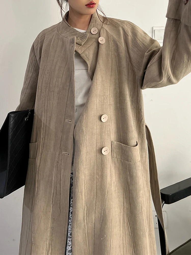 YERMORA цвета хаки с поясом большой размер женский Тренч новый свободный крой
