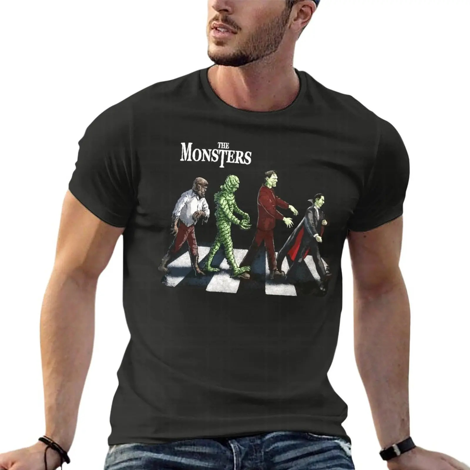 

The Monsters - Wolf Man Dracula Frankenstein Creature Lagoon Universal Oversize Tshirt Fashion Mens Clothing Short Sleeve Street