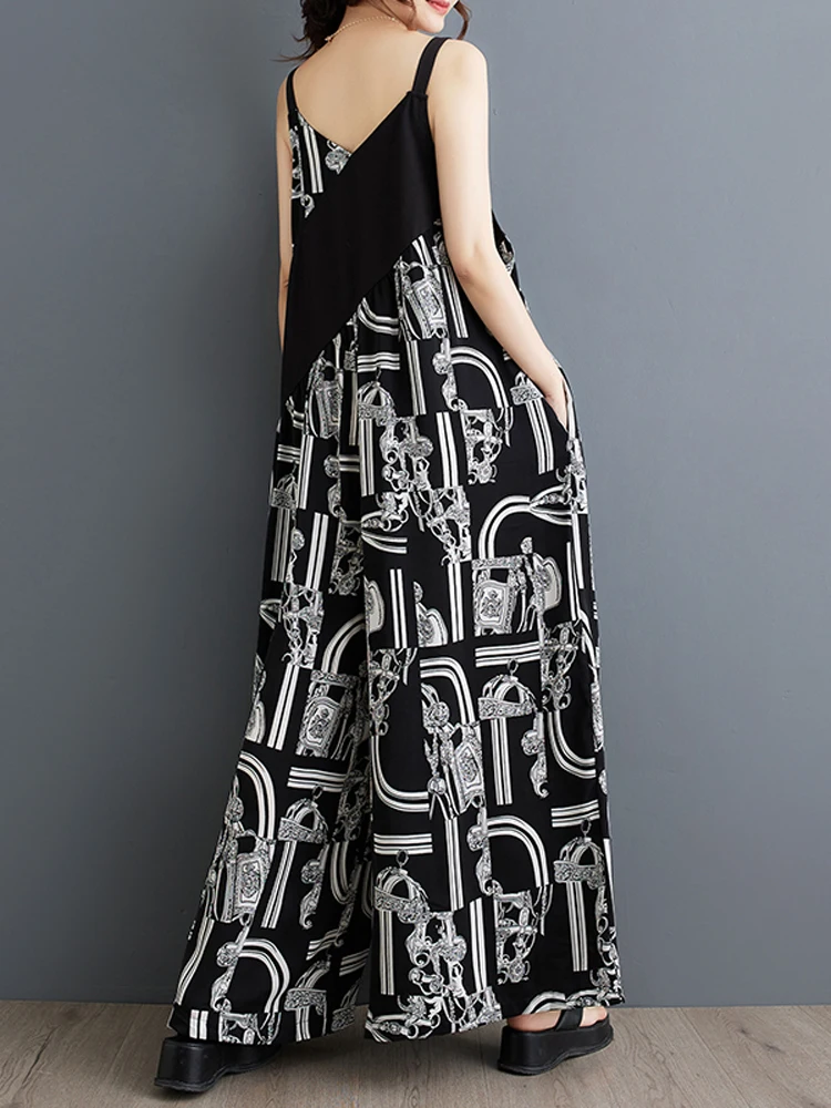 Комбинезон NYFS женский свободный с принтом винтажный Полукомбинезон на бретелях