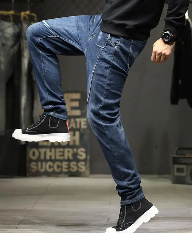 Ink Printing Jeans Straight Men's Jeans Male Hip-Hop Trousers Loose Patchwork Jeans Loose Baggy Jeans