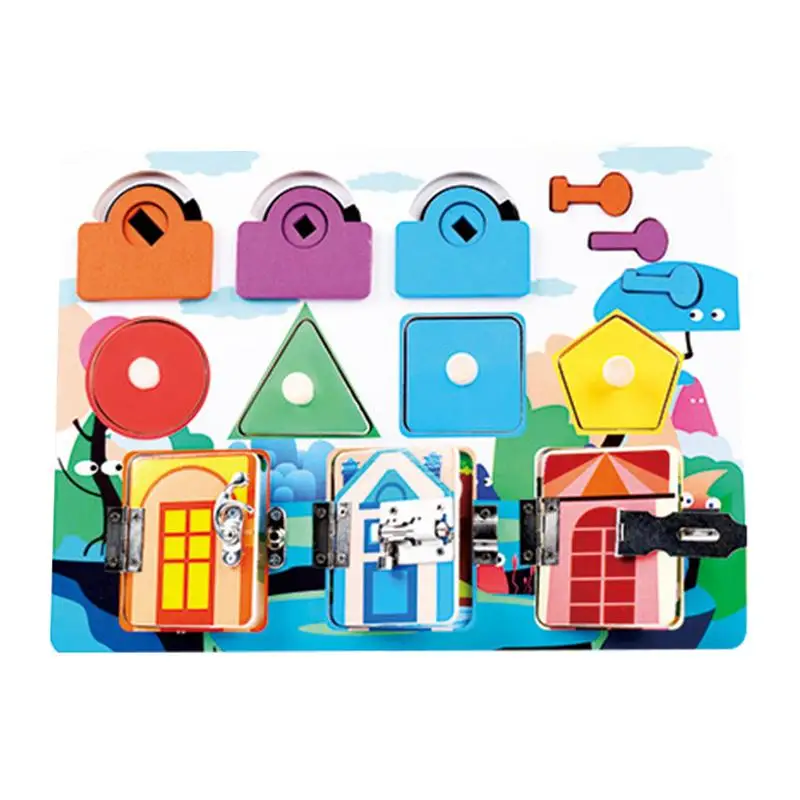 

Wooden Montessori Busy Boards Latch Toy Toddler Develop Fine Motor Skills Latch Fun Toy Kids Educational Learning Latches Board