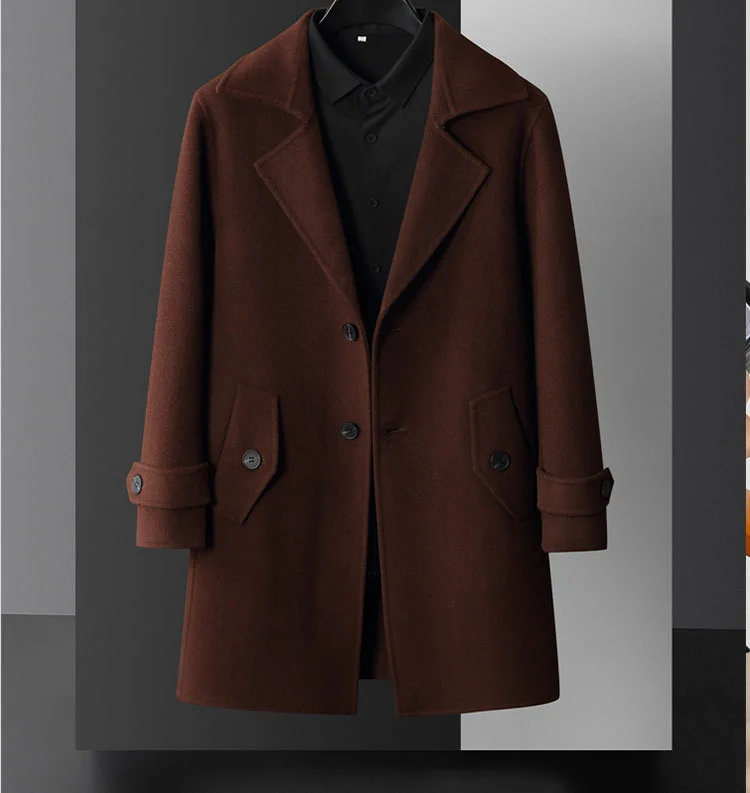 

Новое двухстороннее шерстяное пальто, Мужская Длинная утепленная модная Роскошная Одежда на осень и зиму, ветровка 2023 21Q4518