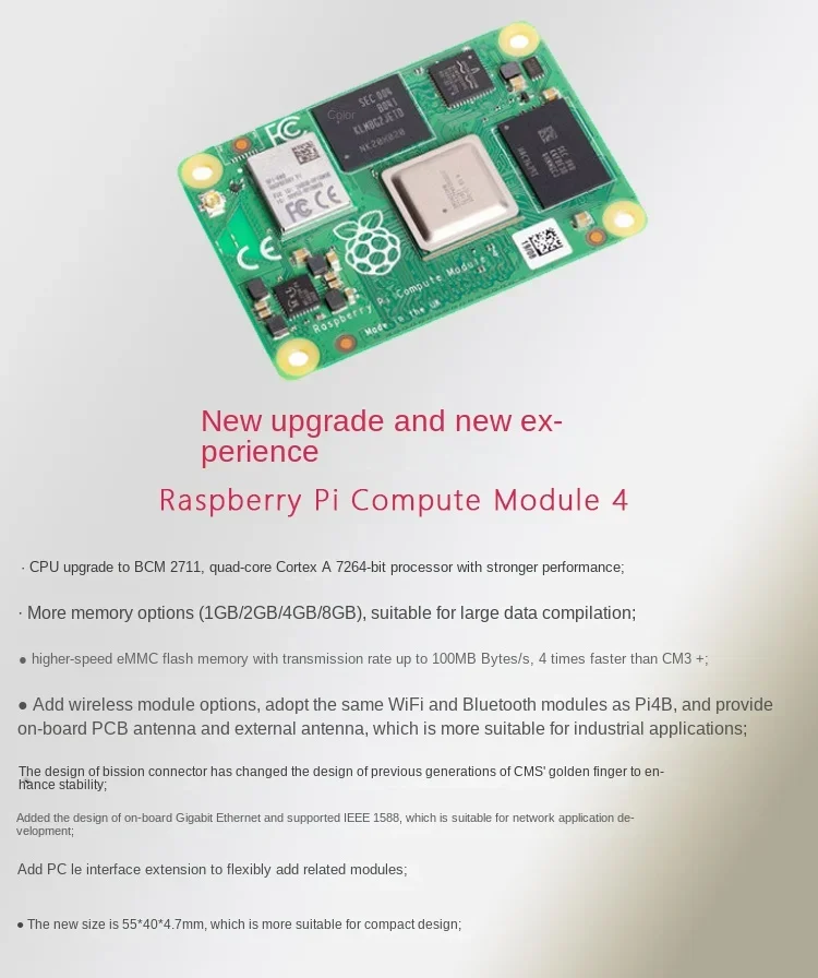 Компьютерный модуль CM4 основная плата компьютерный 4 Wi-Fi Bluetooth emmc PCIE