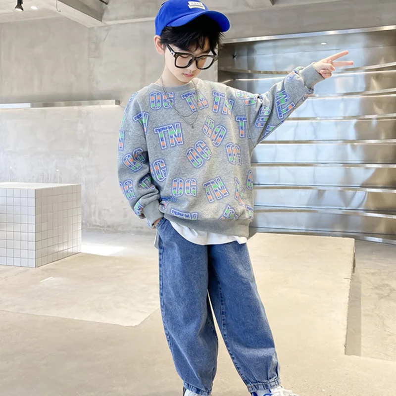 

Boys Hoodies Sweatshirts Cotton Tops 2022 Grey Warm Thicken Plus Velvet Winter Autumn Toddler Pullover Baby's Kids Children's Cl