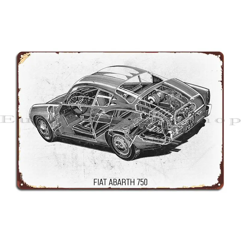 

Fiatabarth 750 Metal Sign Decoration Customize Club Wall Decor Living Room Tin Sign Poster