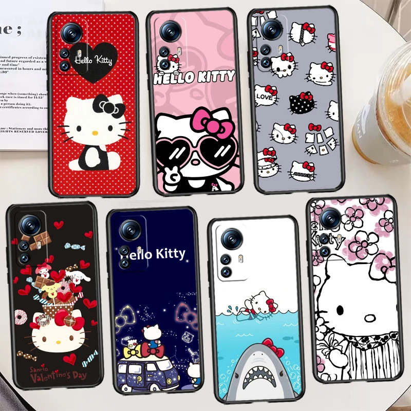 

Hello Kitty Girl Anime Cat Black Phone Case For Xiaomi Mi 13 12T 12S 12X 12 11 11T 11i 10T 10 9 Pro Lite Ultra 5G Cover