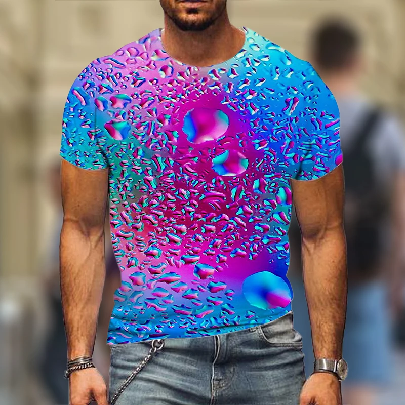 

2022 Summer New Water Droplets Tshirt Men 3D T Shirt Printed T Shirts Harajuku Short Sleeve Tops Solid Color Men's Clothing