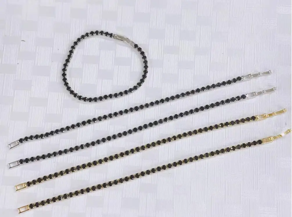 

1 шт. золотистый черный браслет с фианитами для женщин и мужчин ювелирные изделия Радужный cz Модный браслет для тенниса для девушек Подарок vd4s