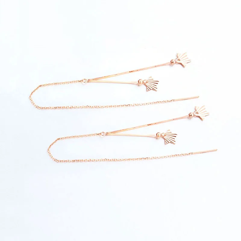 Классические длинные серьги из 585 фиолетового золота со звездами с покрытием 14 к