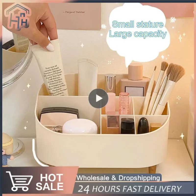 

Rounded Corners Stationery Storage Box High Capacity Storage Box Compartment Storage Overhead Design Desktop Storage Box