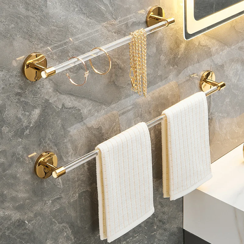 

Acrylic non perforated towel rack Towel rod Bath shower rack Single pole hanging rod Bathroom towel holder Kitchen tissue holder