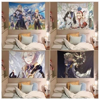 genshin impact albedo diy wall tapestry for living room home dorm decor wall hanging sheets