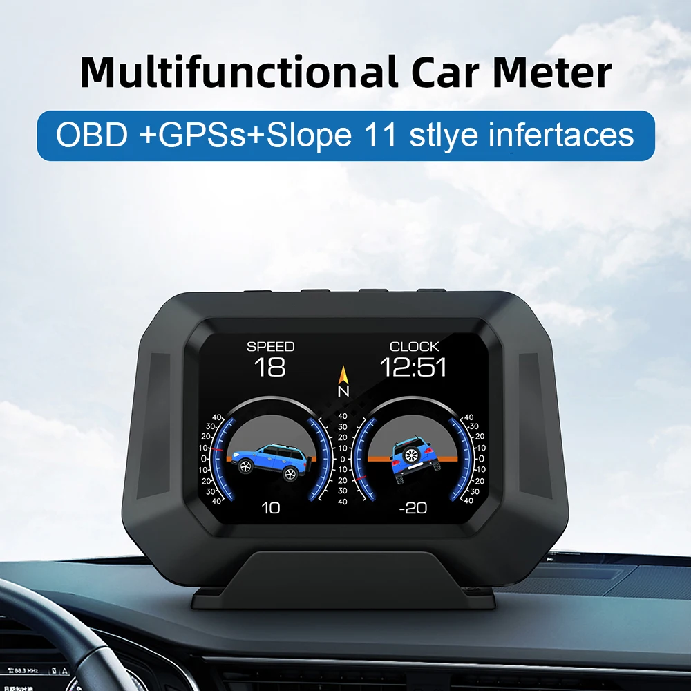 Echt-Zeit Off-road Fahrzeug System HUD Auto Zubehör Tacho P21 4x4 Neigungsmesser Gradienten GPS Auto level Sensor