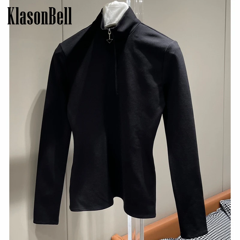

9.6 KlasonBell Casual Solid Color Half Zipper Long Sleeve Slim T-Shirt Women