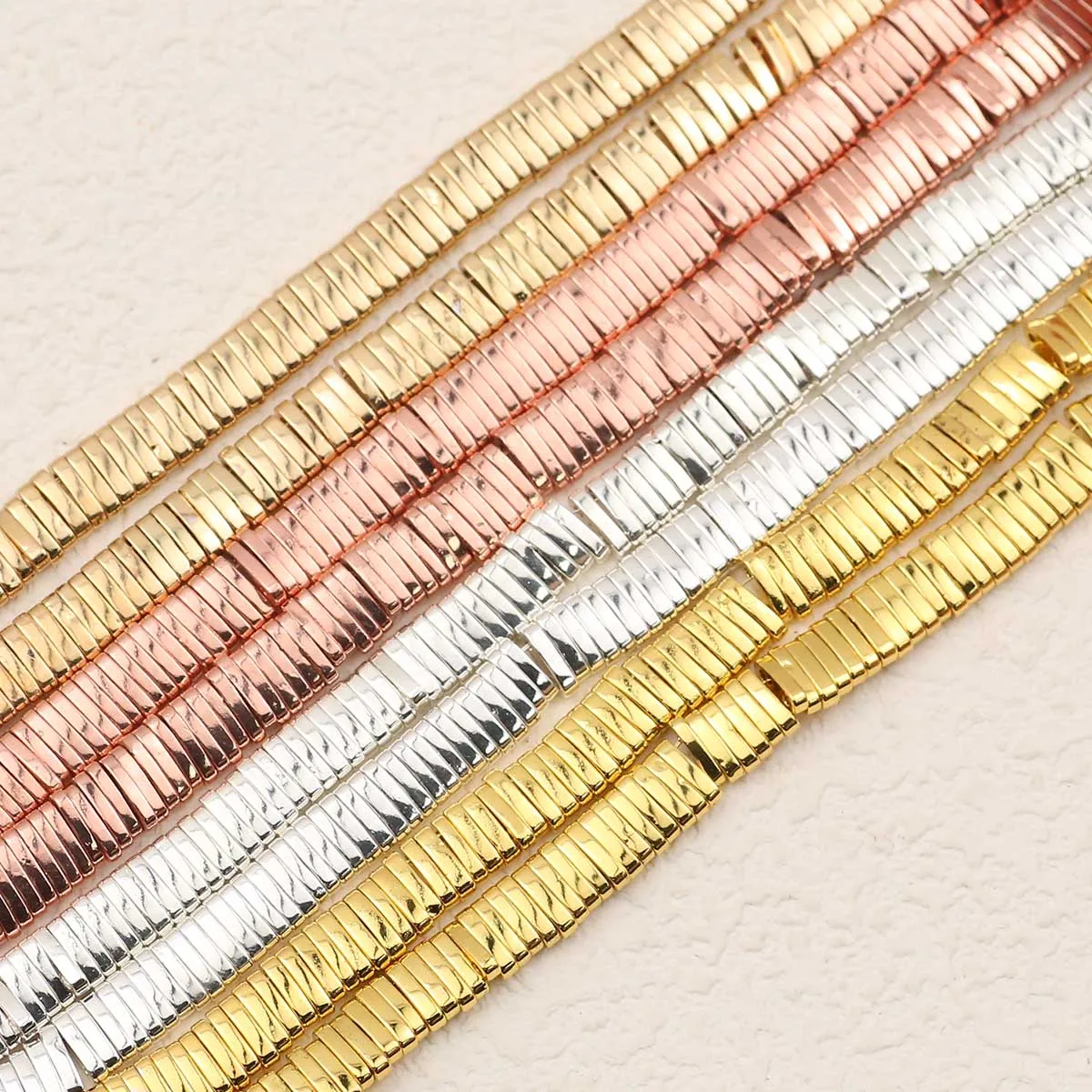 Позолоченные прямоугольные двойные отверстия гематита 5x1 мм