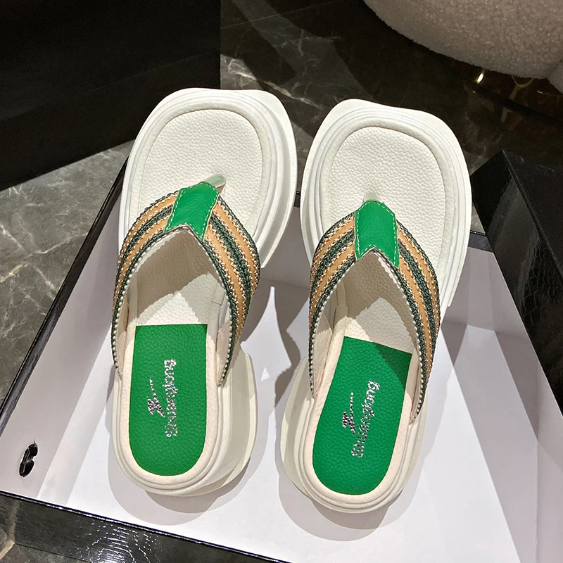 

Summer High Heels Women Slippers Platform Shoes Flip Flops 2023 Chunky Clip Toe Dress Party Women New Sandals Pumps Femme Slides