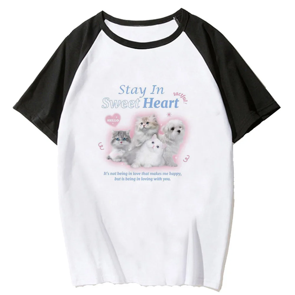 Kitten Cat Neko t-shirt teen Classic Comfortable Punk Graphic Trendy korean clothes Breathable kawaii Y2k streetwear