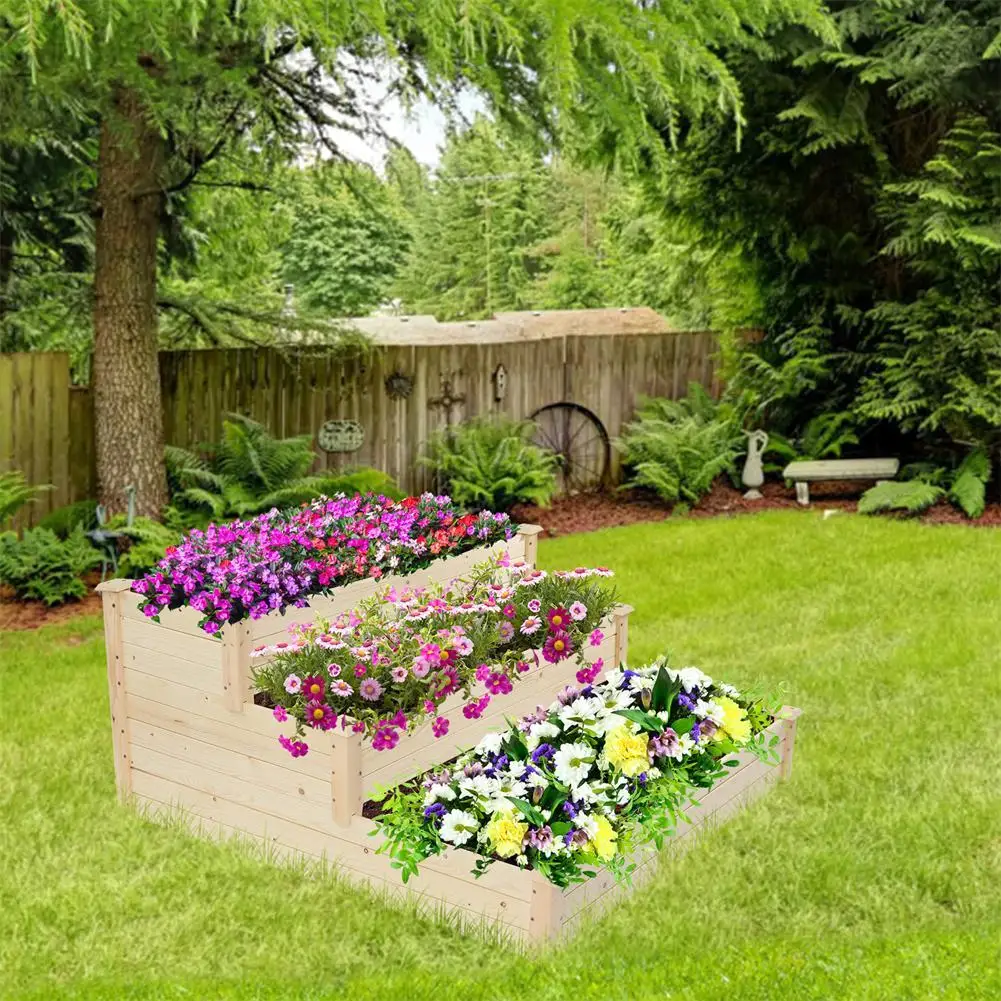 

3-layer Wooden Planting Frame Ladder Type Plant Stand For Gardens Patios Balconies Decor 23 X 123 X 55cm