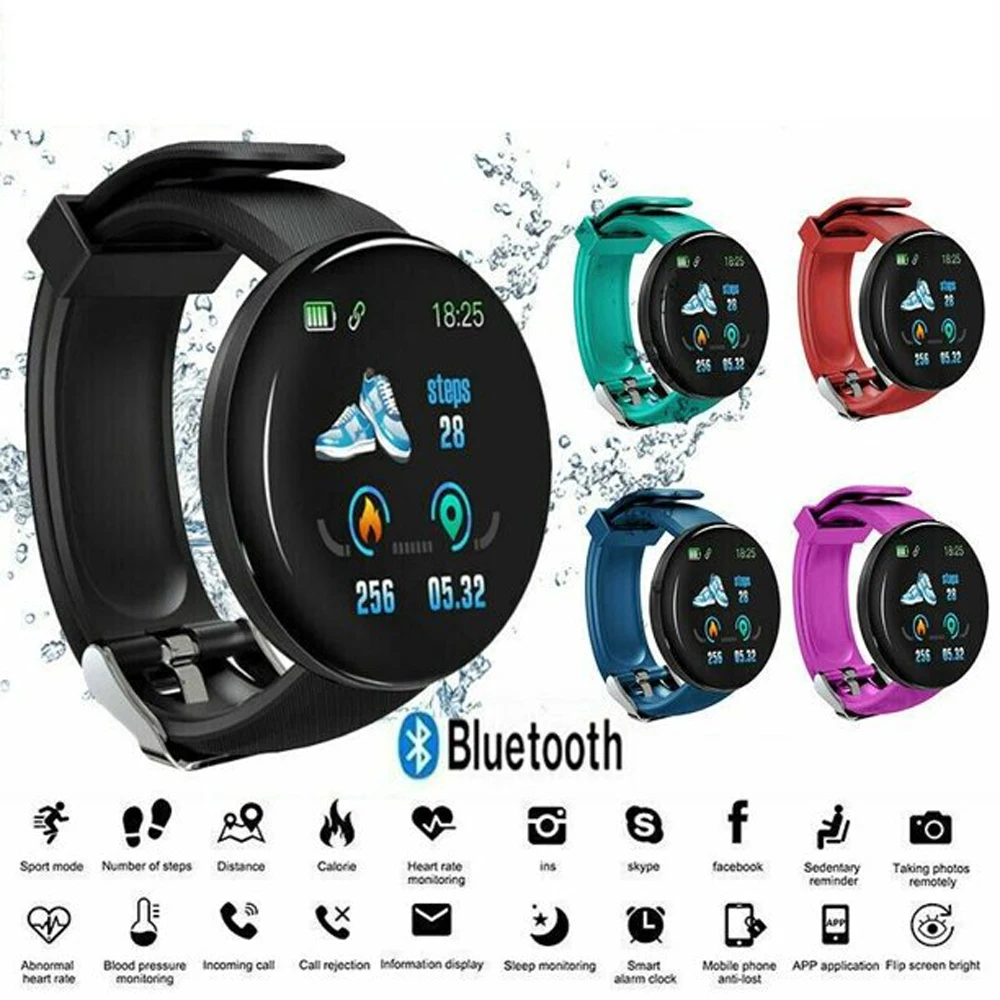 

D18 Bluetooth Smart Watches Men Blood Pressure Smartwatch Women Waterproof Sport Heart Rate Fitness Tracker Smart Clock Watches