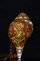 8 tibetan temple collection old natural conch painted mosaic gem dzi beads padmasambhava conch buddhist utensils town house