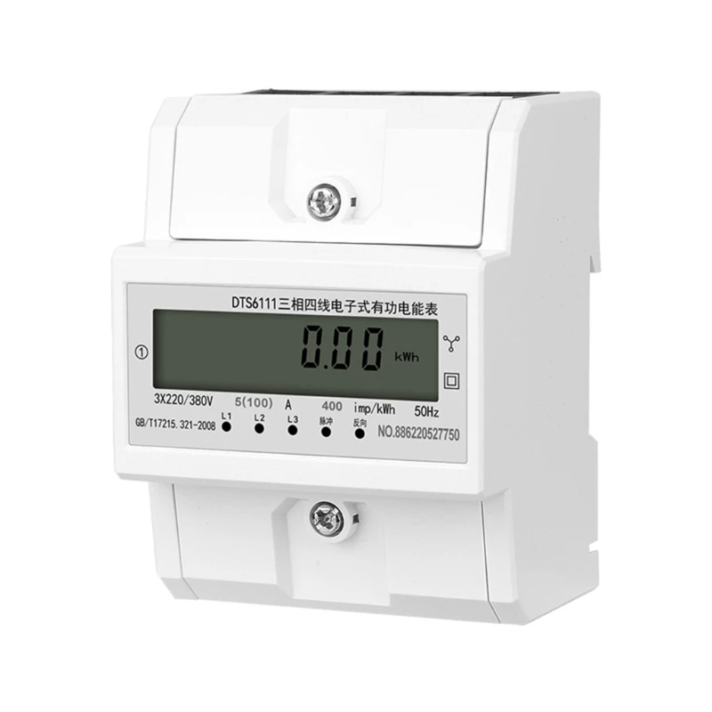 

3 Phases 4 Wire Energy Meter Electricity Meter 3x 220V/380V DIN Rail Intermediate Meter for Power Measurement System